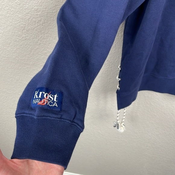 NWT Krost x Nautica Fair Winds Vented Hoodie Sweatshirt Blue Side Tie Sz L - Picture 7 of 16